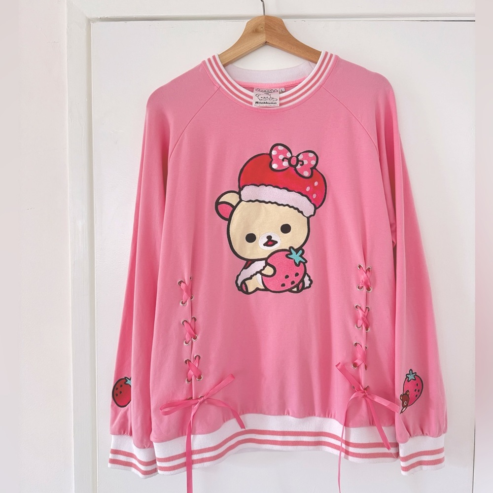 JapanLA Strawberry Rilakkuma Pink sweater